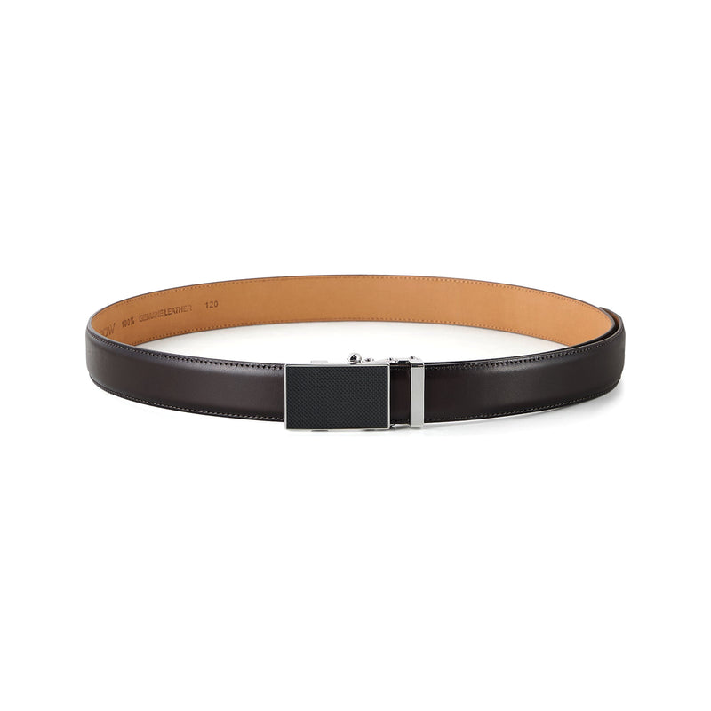 Automatic Italian leather belt with carbon buckle – brown strap