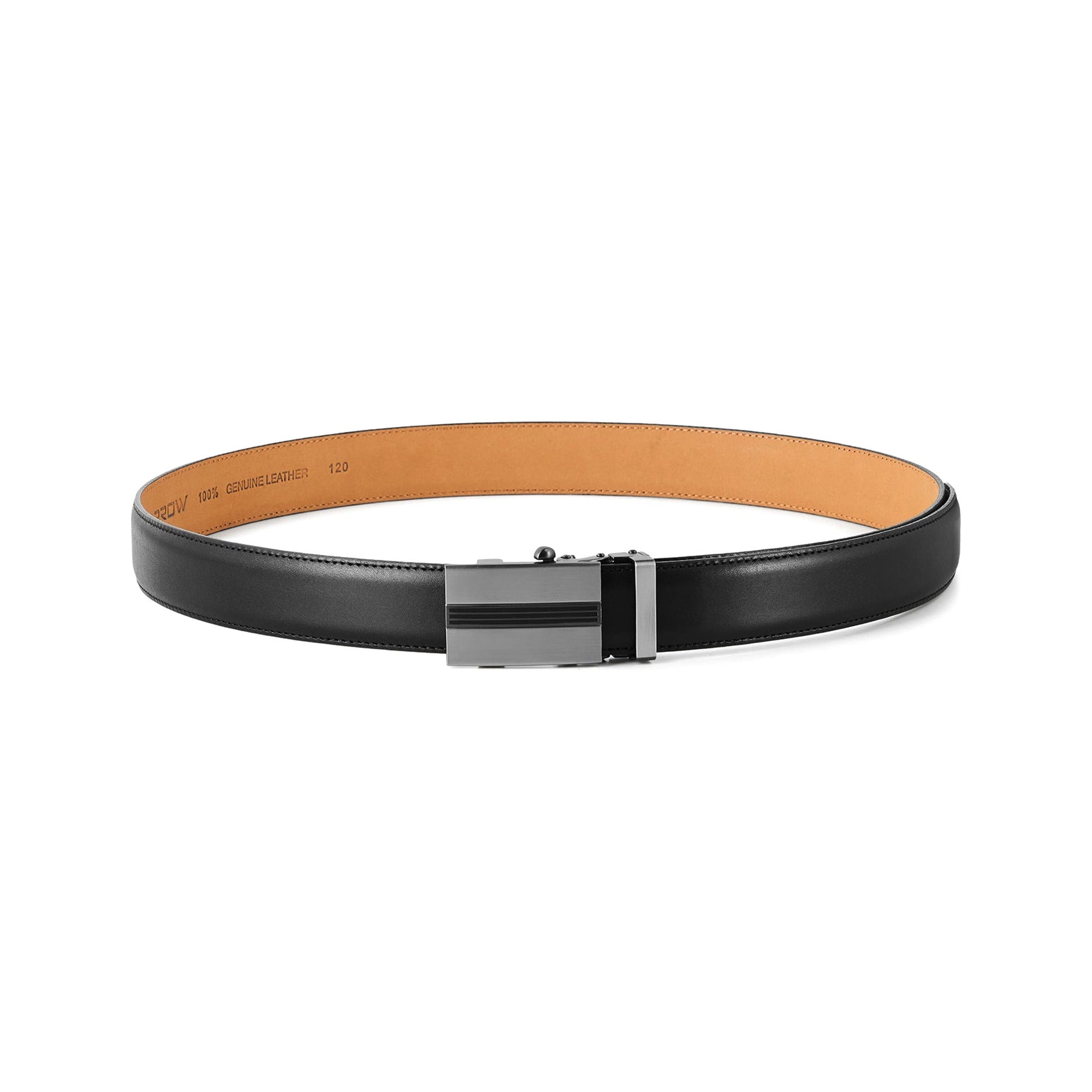 Automatic Italian leather belt with brushed gun metal buckle – black strap