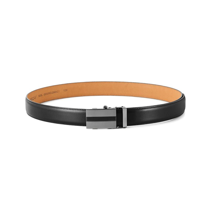 Automatic Italian leather belt with brushed gun metal buckle – black strap