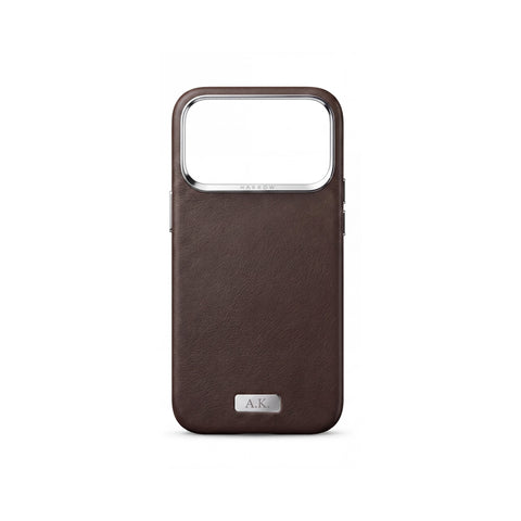 Harrow iPhone 18 Pro Case – Italian Nappa Leather, Monogram — Espresso